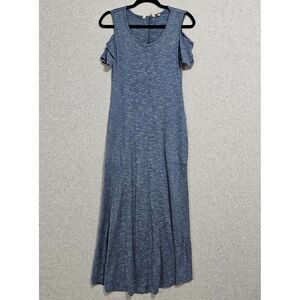 Soft Surroundings Electra Cold Shoulder Maxi Dress Size XS Heather Blue